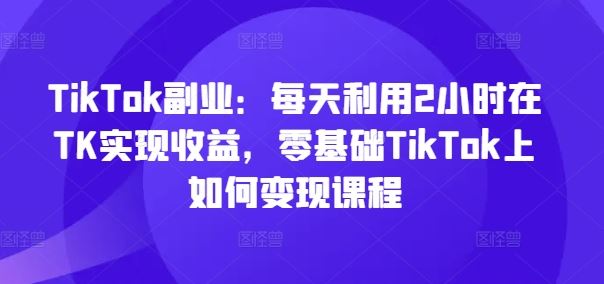 TikTok副业：每天利用2小时在TK实现收益，零基础TikTok上如何变现课程-徐小晨博客