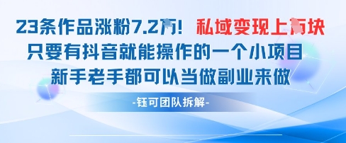 抖音私域项目23条作品涨粉7.2W，私域变现1W-徐小晨博客