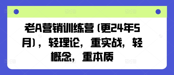 老A营销训练营(更25年7月)，轻理论，重实战，轻概念，重本质-徐小晨博客