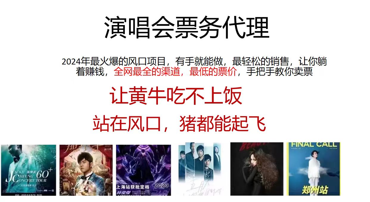 演唱会2024票务代理，全网最低的票价，手把手教你卖票，日入2000+-徐小晨博客