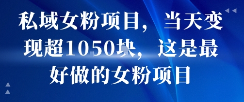 私域女粉项目，当天变现超1k，这是最好做的女粉项目，可放大操作-徐小晨博客
