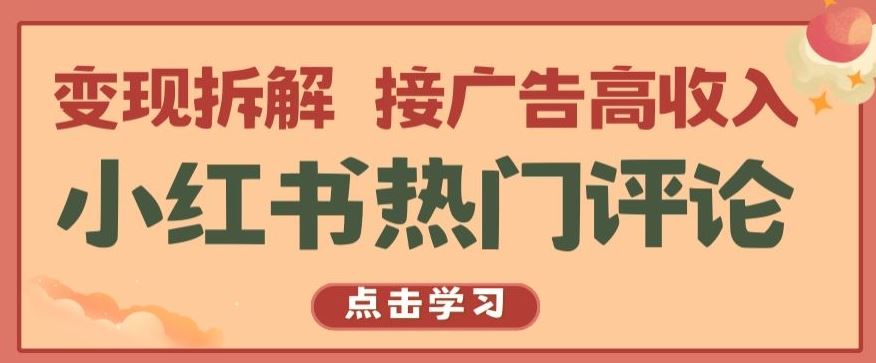 小红书热门评论，变现拆解，接广告高收入【揭秘 】-徐小晨博客