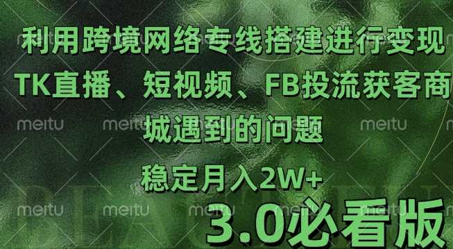 利用跨境电商网络及搭建TK直播、短视频、FB投流获客以及商城遇到的问题进行变现3.0必看版【揭秘】-徐小晨博客