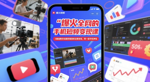 爆火全网的手机短视频变现课，0基础教你拍摄剪辑涨粉运营变现，用一部手机挣钱-徐小晨博客