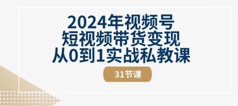 2024年视频号短视频带货变现从0到1实战私教课(31节视频课)-徐小晨博客