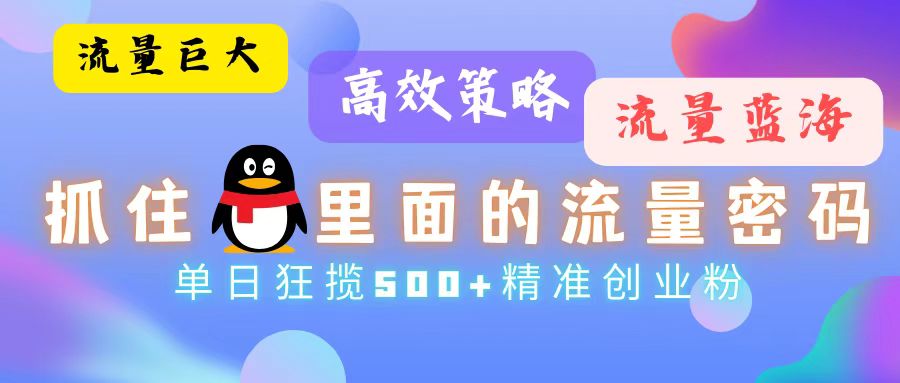 流量蓝海，抓住QQ里面的流量密码！高效策略，单日狂揽500+精准创业粉-徐小晨博客