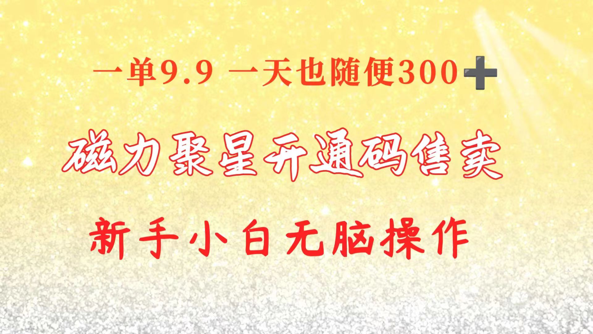快手磁力聚星码信息差 售卖 一单卖9.9 一天也轻松300+ 新手小白无脑操作-徐小晨博客