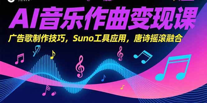 AI音乐作曲变现课，广告歌制作技巧，Suno工具应用，唐诗摇滚融合-徐小晨博客