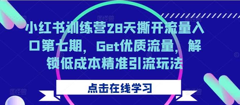 小红书训练营28天撕开流量入口第七期，Get优质流量，解锁低成本精准引流玩法-徐小晨博客
