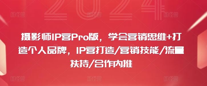 摄影师IP营Pro版，学会营销思维+打造个人品牌，IP营打造/营销技能/流量扶持/合作内推-徐小晨博客