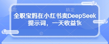 全职宝妈在小红书卖DeepSeek提示词，一天收益1k-徐小晨博客