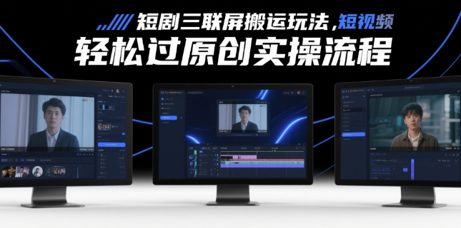 短剧三联屏搬运玩法，短剧搬运轻松过原创实操流程-徐小晨博客