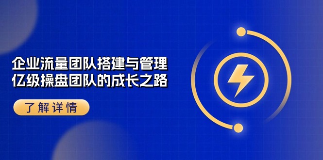 企业 流量团队-搭建与管理，亿级 操盘团队的成长之路（28节课）-徐小晨博客