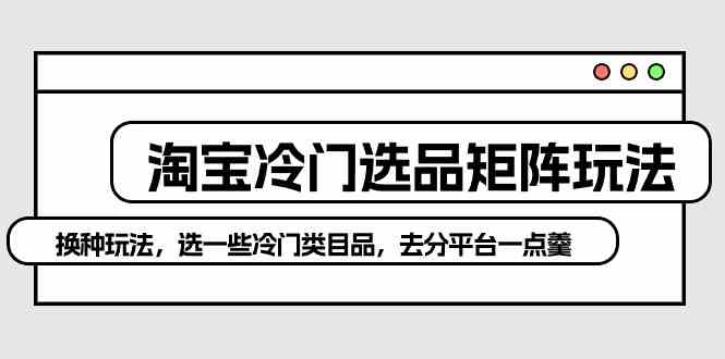 淘宝冷门选品矩阵玩法：换种玩法，选一些冷门类目品，去分平台一点羹-徐小晨博客