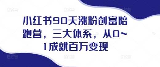 小红书90天涨粉创富陪跑营，三大体系，从0~1成就百万变现，做小红书的最后一站-徐小晨博客