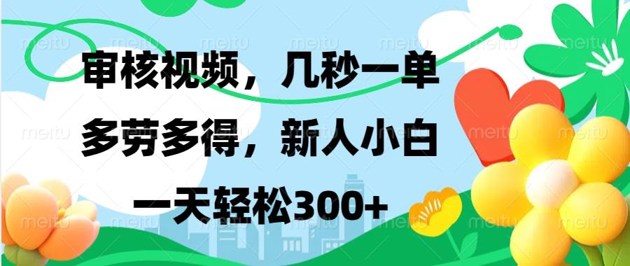 视频审核，新手可做，多劳多得，新人小白一天轻松300+-徐小晨博客