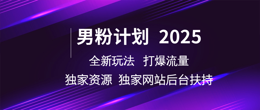 男粉计划2025 全新玩法打爆流量 独立网站 独立资源后台扶持-徐小晨博客