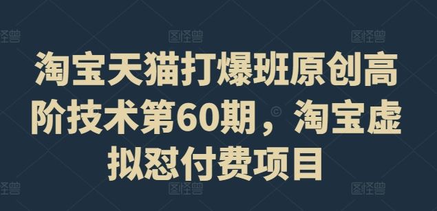 淘宝天猫打爆班原创高阶技术第60期，淘宝虚拟怼付费项目-徐小晨博客