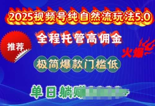 2025视频号纯自然流玩法5.0，全程托管高佣金，极简爆款门槛低，单日收益多张【揭秘】-徐小晨博客