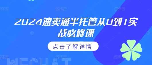 2024速卖通半托管从0到1实战必修课，掌握通投广告打法、熟悉速卖通半托管的政策细节-徐小晨博客