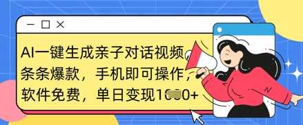 AI一键生成亲子对话视频，条条爆款，一部手机即可操作，单日变现数张-徐小晨博客
