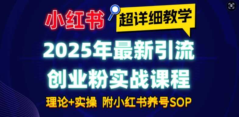 2025年最新小红书引流创业粉实战课程【超详细教学】小白轻松上手，月入1W+，附小红书养号SOP-徐小晨博客