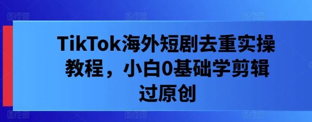 TikTok海外短剧去重实操教程，小白0基础学剪辑过原创-徐小晨博客