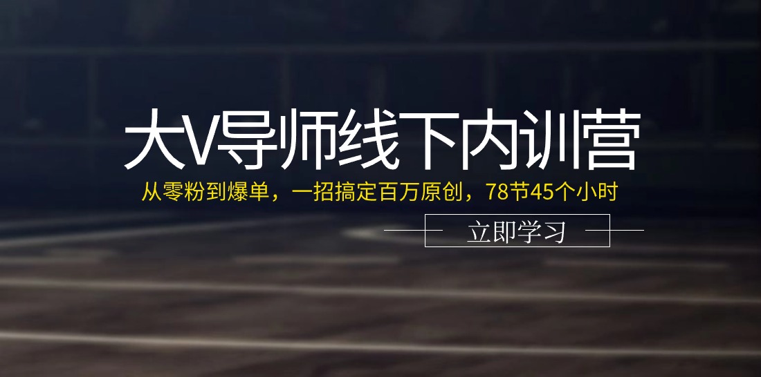 大V导师线下内训营：从零粉到爆单，一招搞定百万原创（78节45个小时）-徐小晨博客