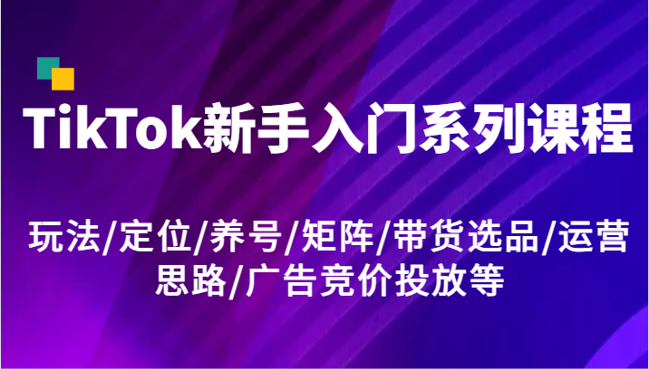 TikTok新手入门系列课程，玩法/定位/养号/矩阵/带货选品/运营思路/广告竞价投放等-徐小晨博客