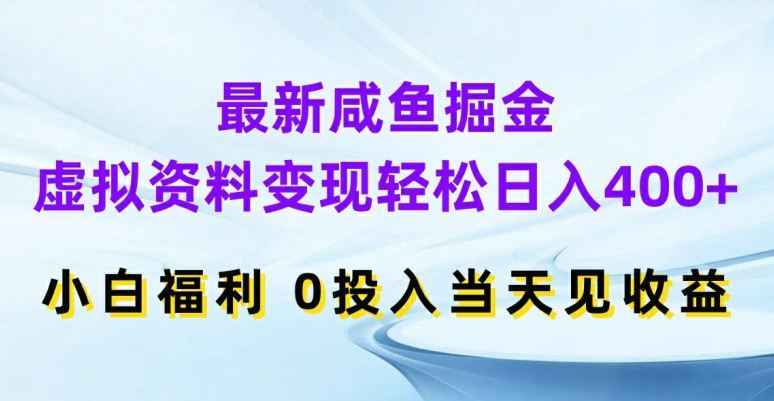 最新咸鱼掘金，虚拟资料变现，轻松日入400+，小白福利，0投入当天见收益【揭秘】-徐小晨博客