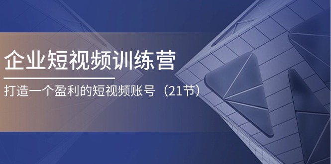 企业短视频训练营：打造一个盈利的短视频账号（21节）-徐小晨博客