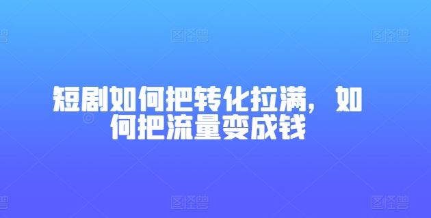 短剧如何把转化拉满，如何把流量变成钱-徐小晨博客
