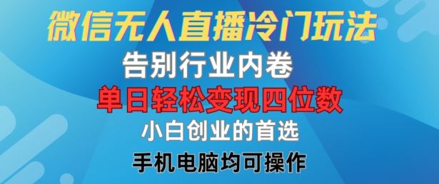 微信无人直播冷门玩法，告别行业内卷，单日轻松变现四位数，小白的创业首选【揭秘】-徐小晨博客