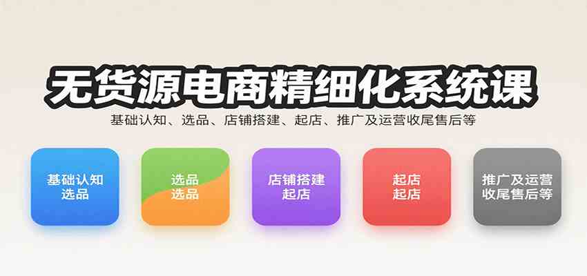 无货源电商精细化系统课：基础认知、选品、店铺搭建、起店、推广及运营收尾售后等-徐小晨博客