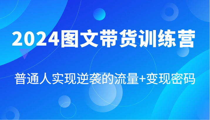 2024图文带货训练营，普通人实现逆袭的流量+变现密码（87节课）-徐小晨博客