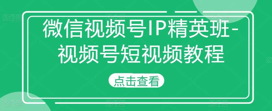 微信视频号IP精英班-视频号短视频教程-徐小晨博客