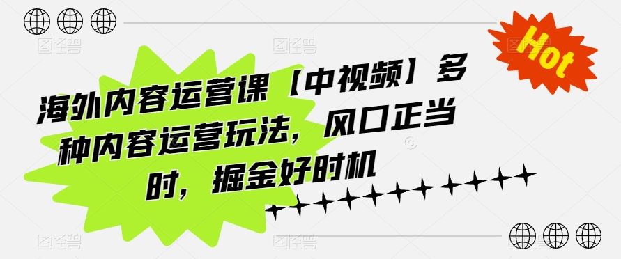 海外内容运营课【中视频】多种内容运营玩法，风口正当时，掘金好时机-徐小晨博客
