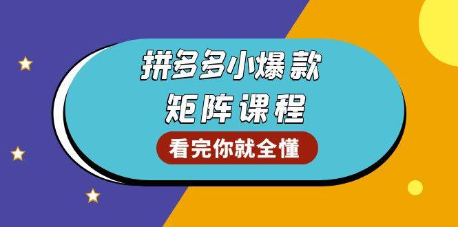 拼多多爆款矩阵课程:教你测出店铺爆款,优化销量,提升GMV,打造爆款群-徐小晨博客