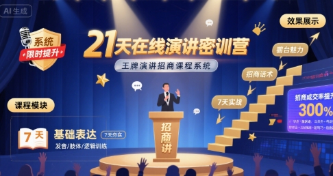 21天在线演讲密训营，王牌演讲招商课程系统-徐小晨博客