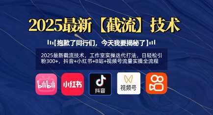 2025最新截流技术，工作室实操迭代打法，日轻松引粉300+，抖音+小红书+B站+视频号流量实操全流程-徐小晨博客
