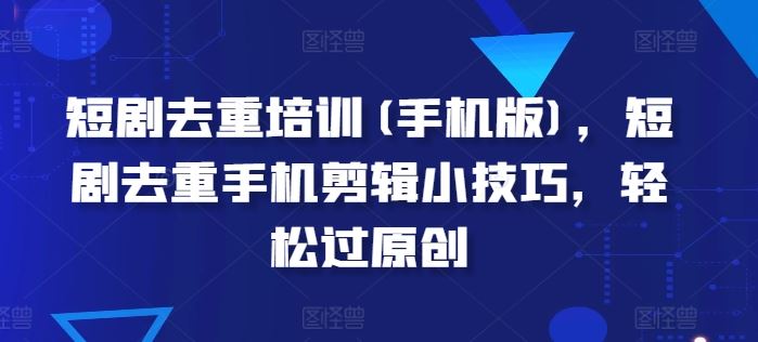 短剧去重培训(手机版)，短剧去重手机剪辑小技巧，轻松过原创-徐小晨博客