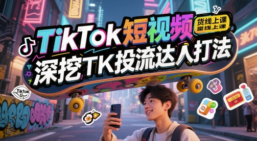 TikTok短视频带货线上课，深挖TK投流达人打法-徐小晨博客