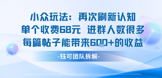 小众玩法再次刷新认知单个收费68米进群人数很多每篇帖子能带来6张的收益-徐小晨博客