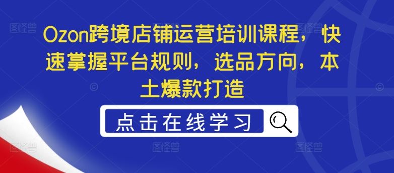 Ozon跨境店铺运营培训课程，快速掌握平台规则，选品方向，本土爆款打造-徐小晨博客