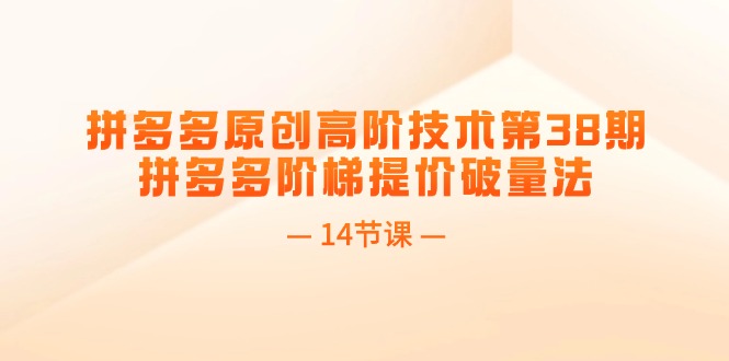 拼多多原创高阶技术第38期，拼多多阶梯提价破量法（14节课）-徐小晨博客