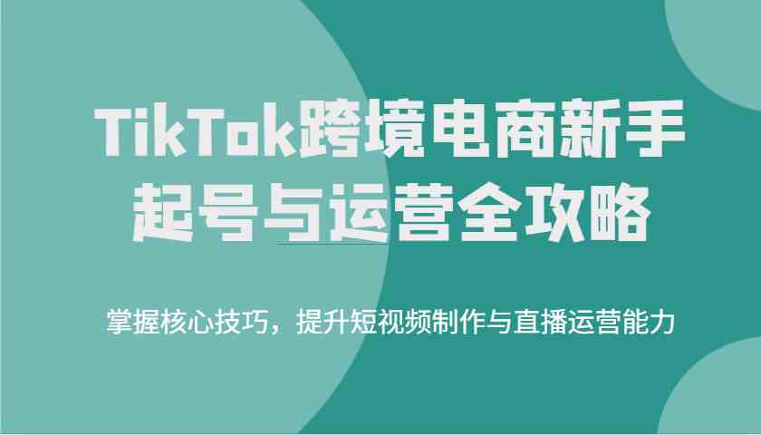 TikTok跨境电商新手起号与运营全攻略，掌握核心技巧，提升短视频制作与直播运营能力-徐小晨博客