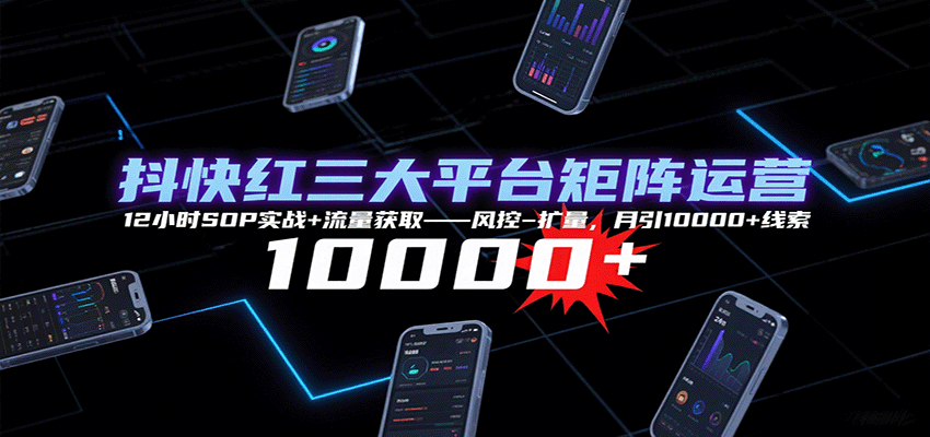 抖快红三大平台矩阵运营，12小时SOP实战+流量获取-风控-扩量，月引10000+线索-徐小晨博客