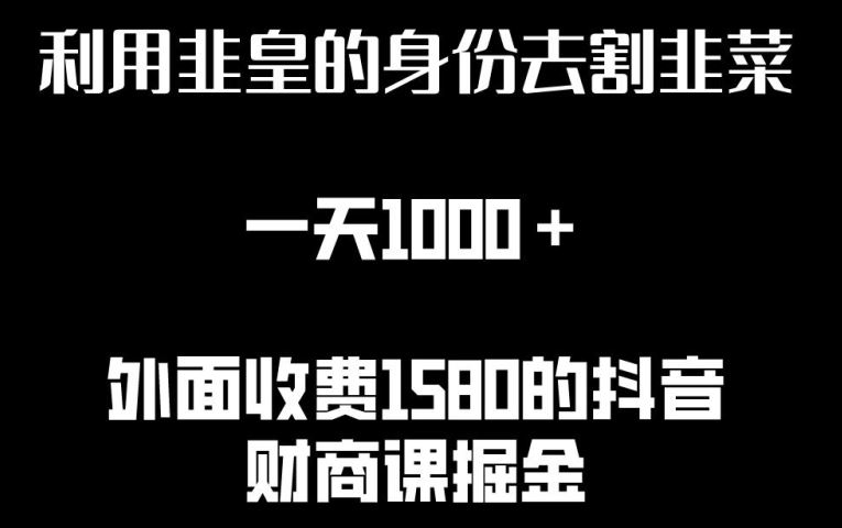 利用非皇的身份去割韭菜，一天1000+(附详细资源)【揭秘】-徐小晨博客