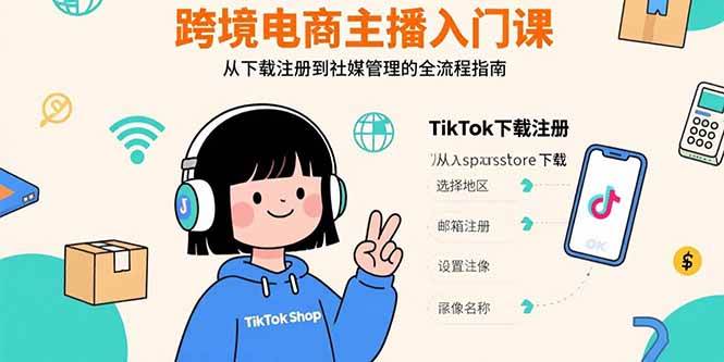 跨境电商主播入门课，TikTok下载注册，支付工具配置，社媒账号管理全流程-徐小晨博客
