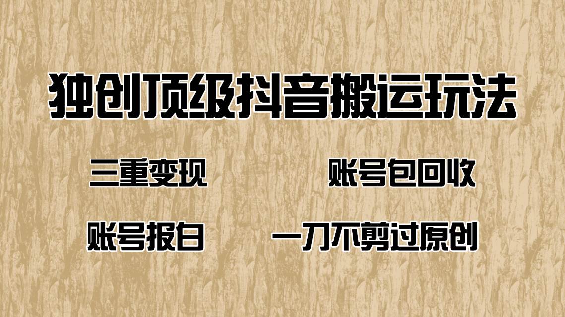 抖音短剧纯搬运玩法，三重变现，账号包回收，账号报白一刀不剪过原创-徐小晨博客